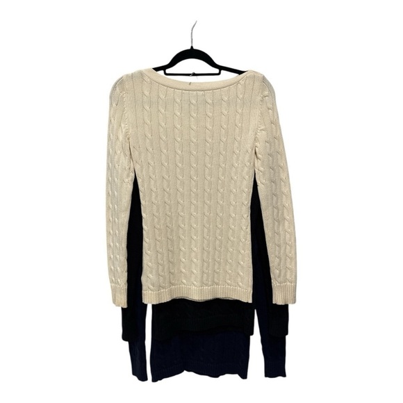 Lauren Ralph Lauren Cable Knit Sweaters Bundle 3 Gold Buttons Boat Neck size XS - Picture 4 of 8